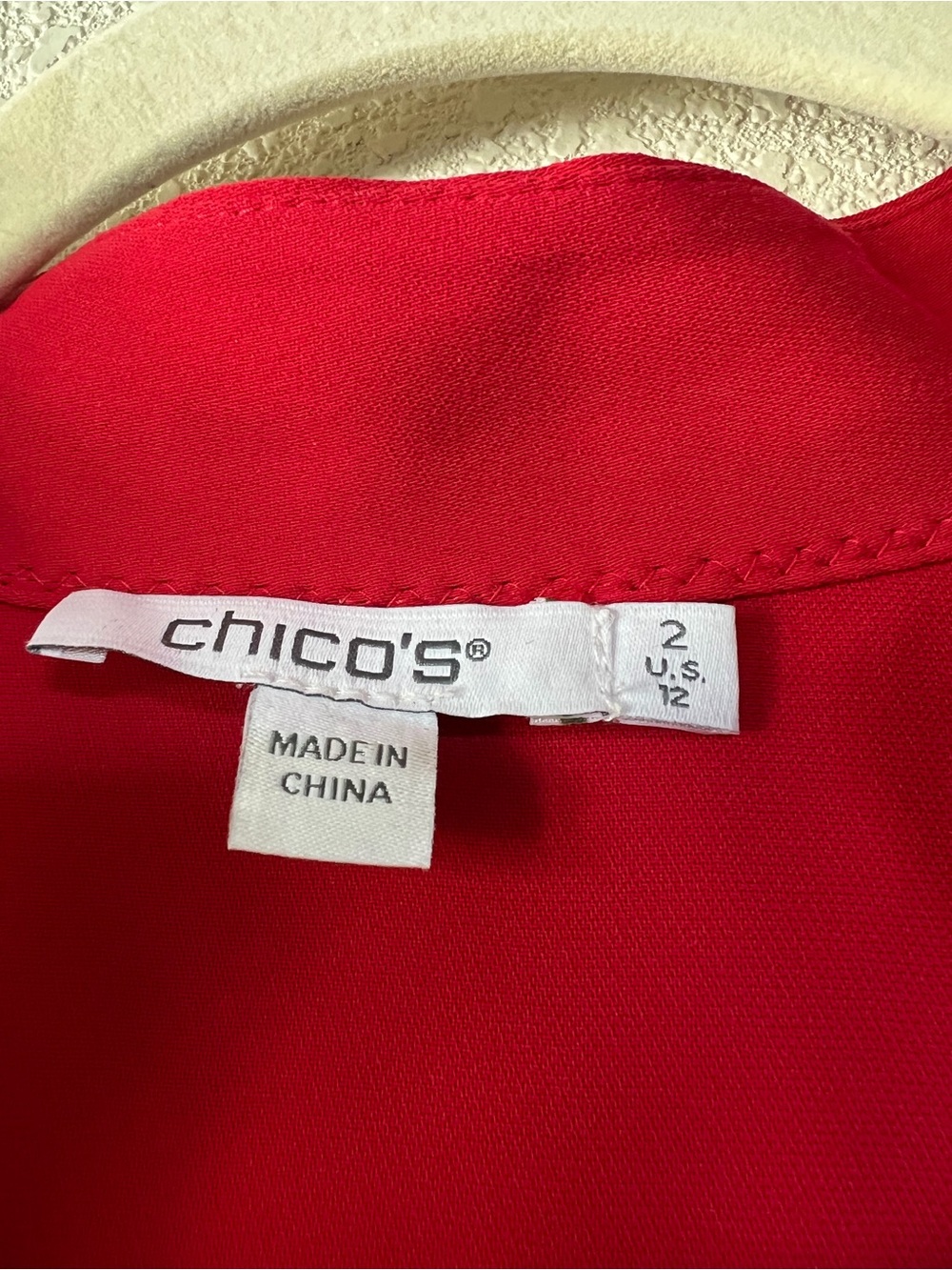 Chico's Bright Red Ruffle-Front Blouse - Picture 4 of 4